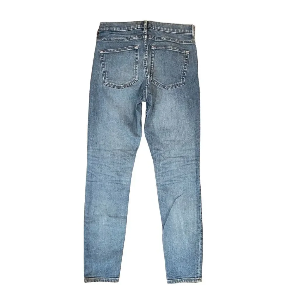 Everlane Women’s Mid Rise Skinny Jeans Stretch Med Wash Blue Denim Size 27 Ankle